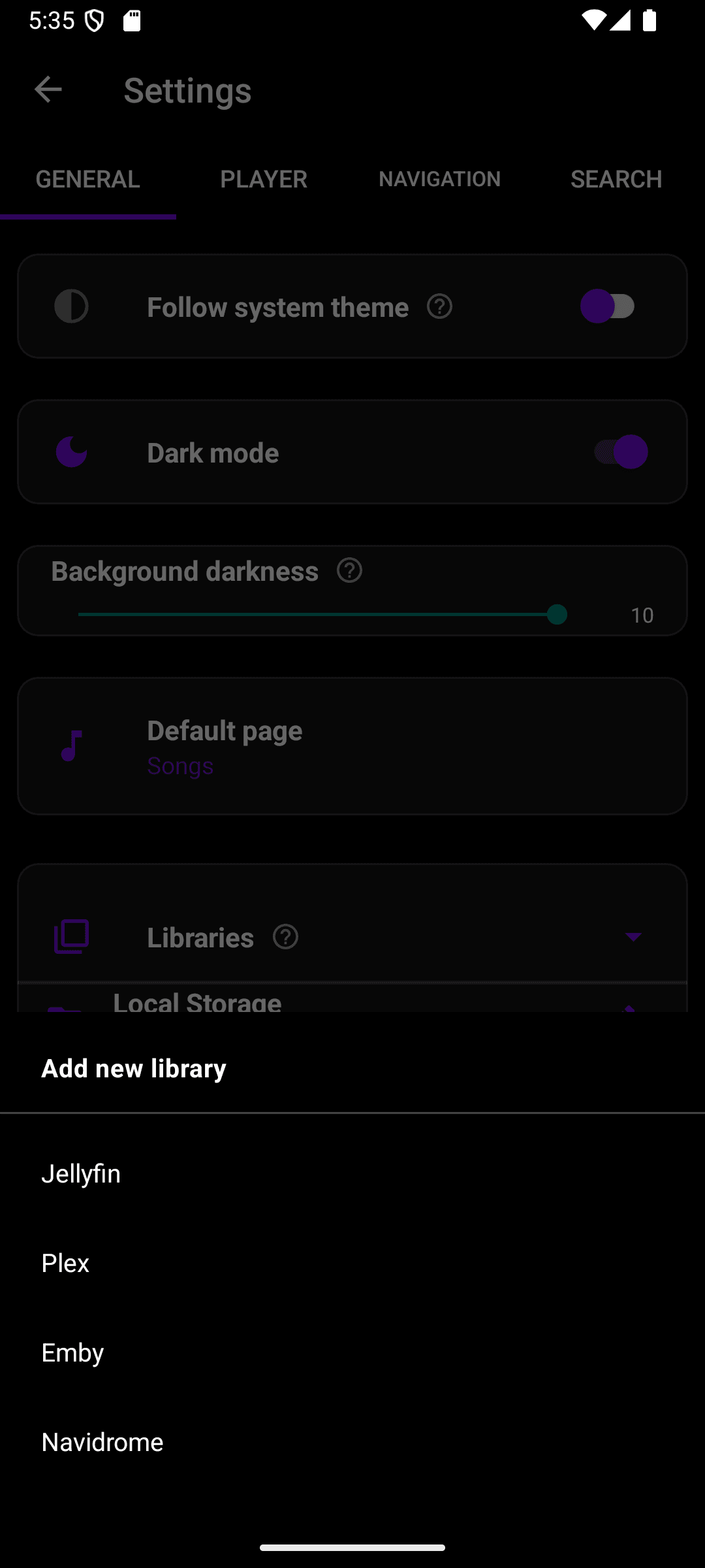 Adding a Jellyfin, Plex, Emby, or Navidrome library in Queue